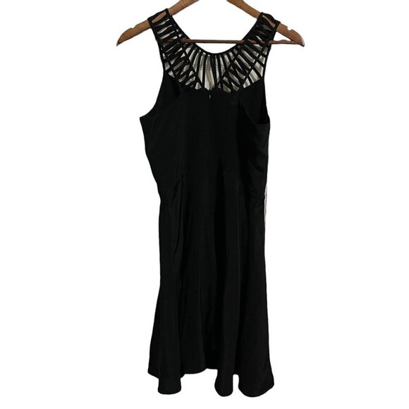 Parker Womens Black 100% Silk Strappy Cut Out Neck Fit & Flare Mini Dress Medium - Picture 10 of 10